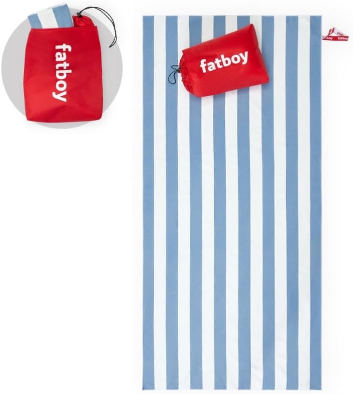 Fatboy Beach Baggy Towel with Inflatable Pillow | Lightweight | Quick drying | (Ground pin included | UV grade: 8 | Pillow coating is airtight and waterproof | 165 X 80 cm - Wave Blue - Image 1